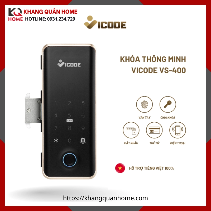 Khóa Điện Tử Cửa Kính Vicode VS-400 