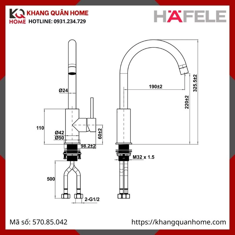 Vòi Rửa Hafele Chrome Mờ HT25-SH1F220 570.85.042