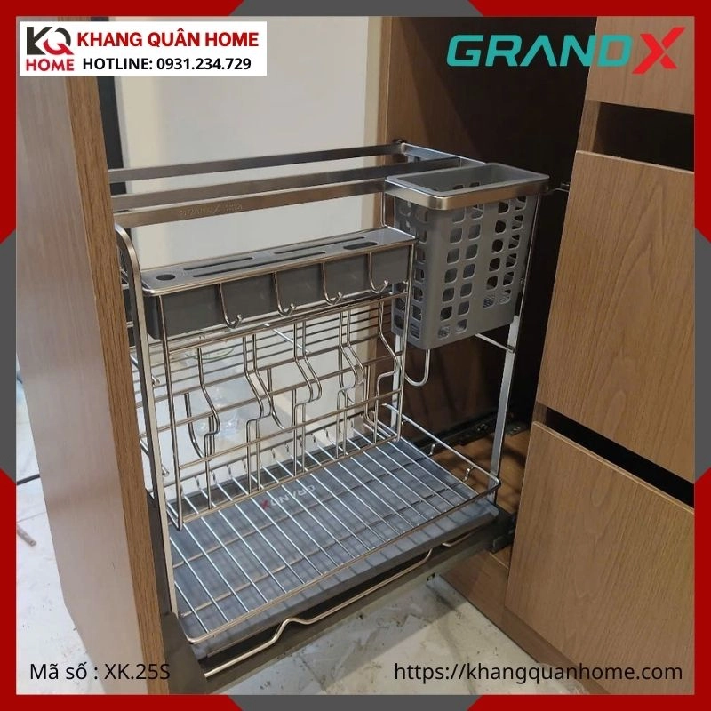 GIÁ GIA VỊ DAO THỚT GRANDX 250MM NAN DẸT KHUNG THÉP XK.25S