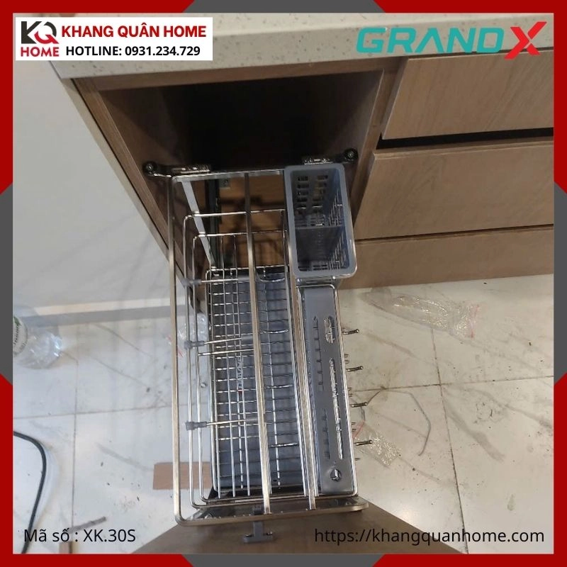 GIÁ GIA VỊ DAO THỚT GRANDX 300MM NAN DẸT KHUNG THÉP XK.30S