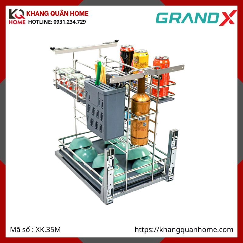 GIÁ GIA VỊ DAO THỚT GRANDX 350MM NAN OVAL KHUNG THÉP XK.35M