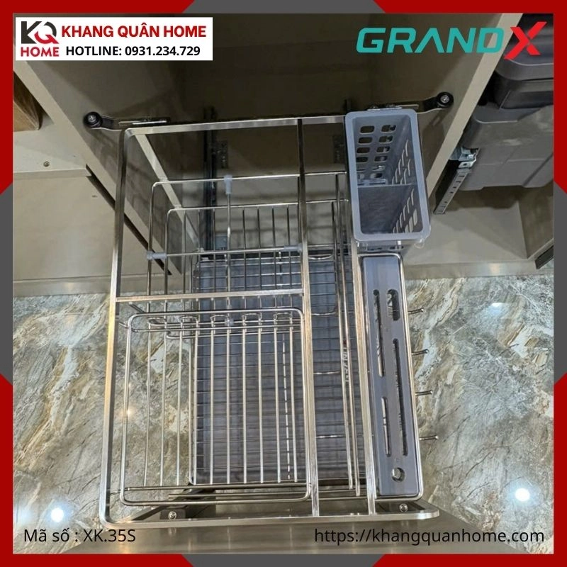 GIÁ GIA VỊ DAO THỚT GRANDX 350MM NAN DẸT KHUNG THÉP XK.35S