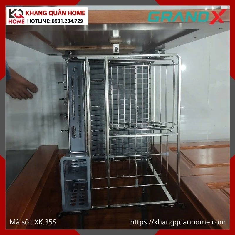 GIÁ GIA VỊ DAO THỚT GRANDX 350MM NAN DẸT KHUNG THÉP XK.35S