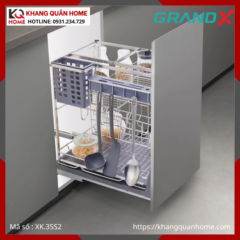 GIÁ GIA VỊ DAO THỚT GRANDX 350MM NAN DẸT INOX XK.35S2