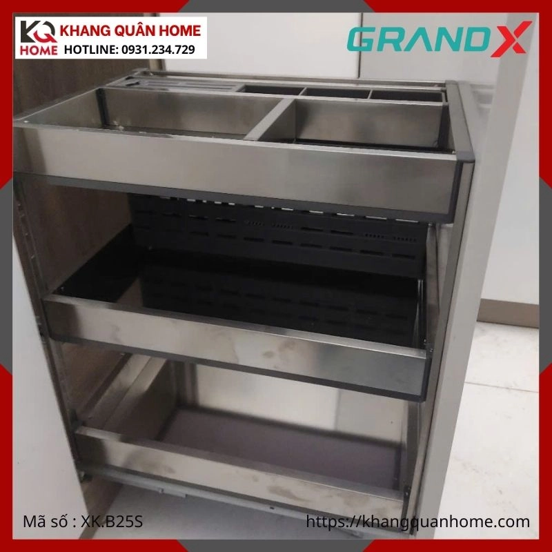 GIÁ GIA VỊ DAO THỚT GRANDX INOX HỘP 300MM XK.B25S