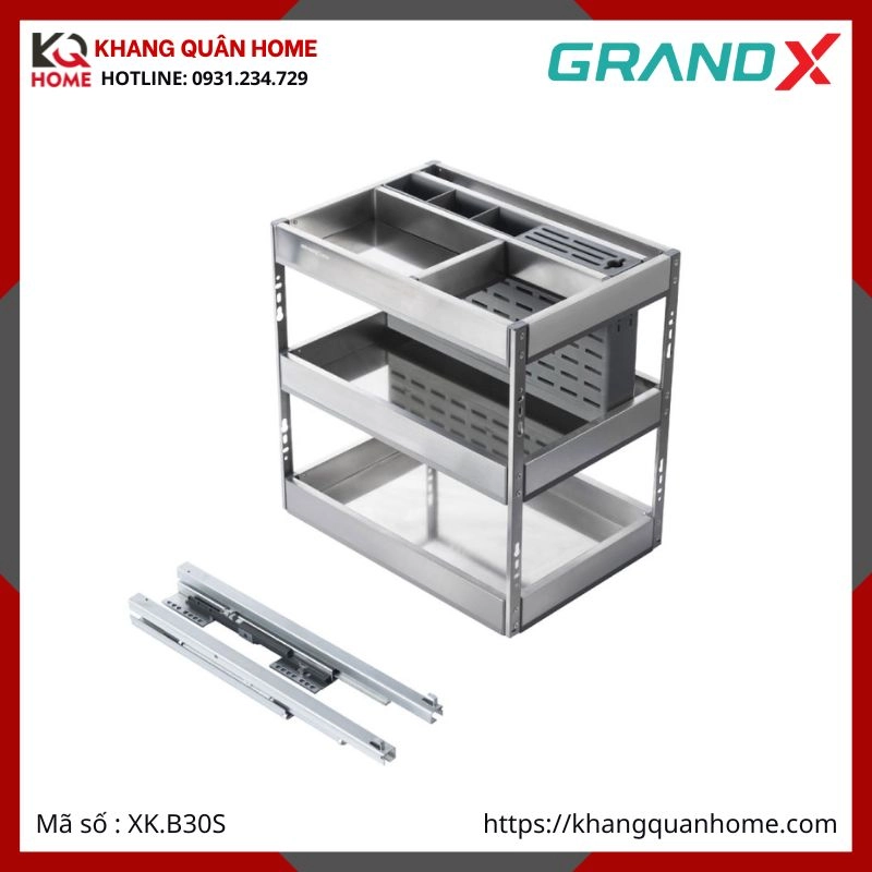 GIÁ GIA VỊ DAO THỚT GRANDX INOX HỘP 350MM XK.B30S