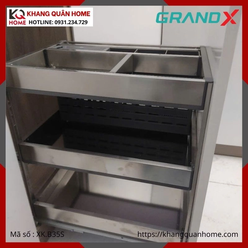 GIÁ GIA VỊ DAO THỚT GRANDX INOX HỘP 400MM XK.B35S