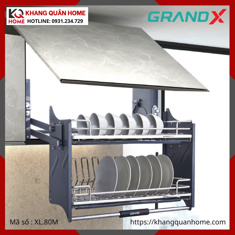 GIÁ BÁT NÂNG HẠ GRANDX NAN OVAL KHUNG THÉP 800MM XL.80M