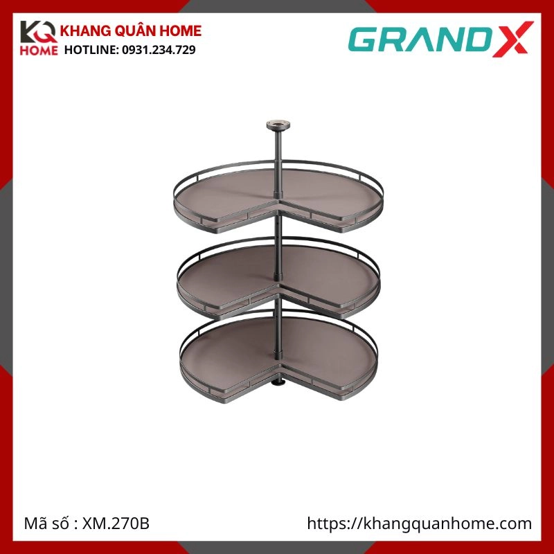 KỆ XOAY GÓC TỦ QUẦN ÁO GRANDX 270° 3 TẦNG XM.270B