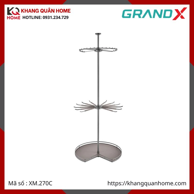KỆ XOAY GÓC TỦ QUẦN ÁO GRANDX 270° 3 TẦNG XM.270C