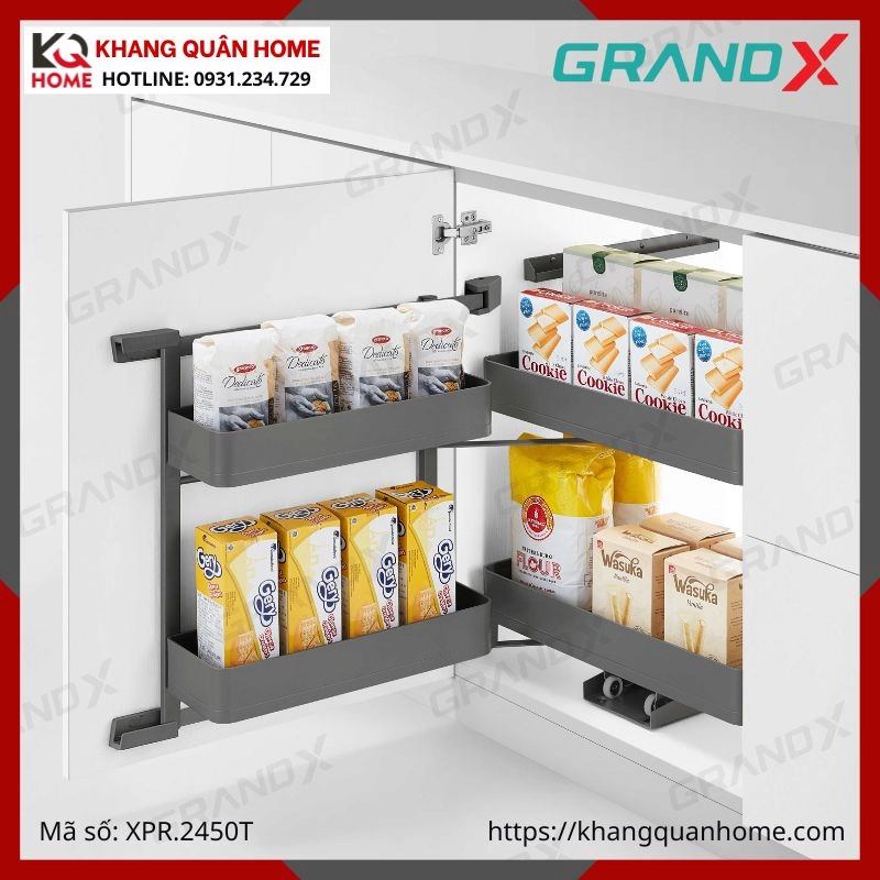 TỦ ĐỒ KHÔ GRANDX MINI 2 TẦNG CÁNH MỞ R450MM XPR.2450T