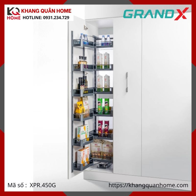TỦ ĐỒ KHÔ GRANDX VÁCH KÍNH CÁNH MỞ R450MM XPR.450G