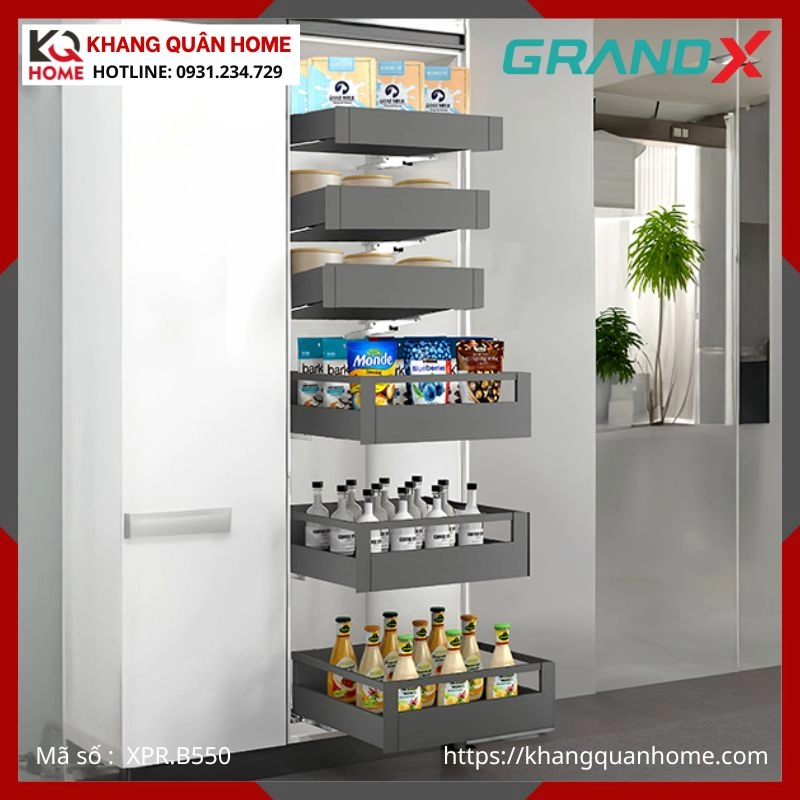 TỦ ĐỒ KHÔ GRANDX  5 TẦNG ĐỘC LẬP R500MM XPR.B550