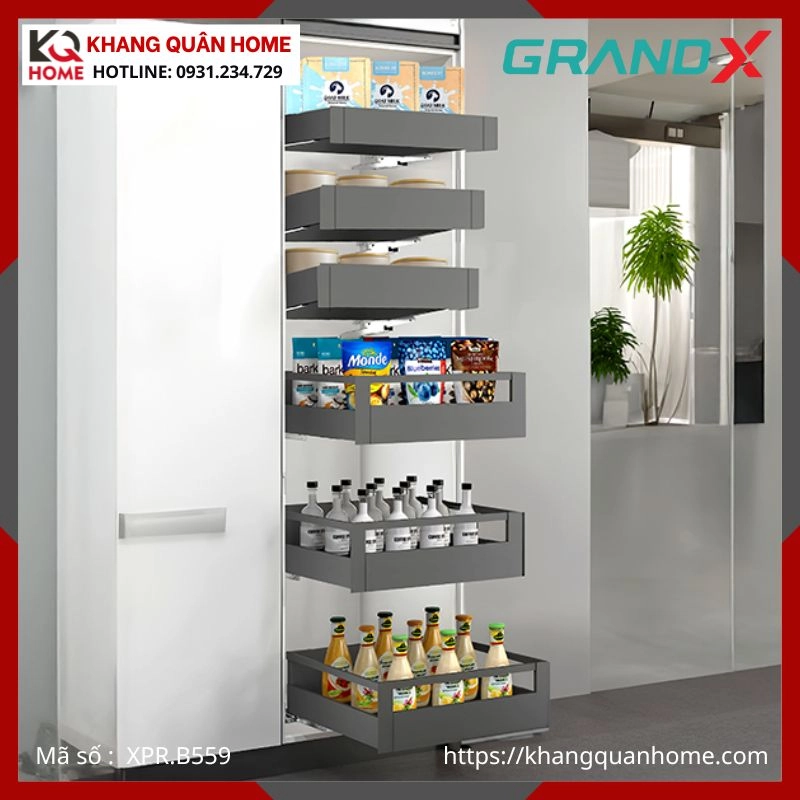 TỦ ĐỒ KHÔ GRANDX 5 TẦNG ĐỘC LẬP R500-900MM XPR.B559
