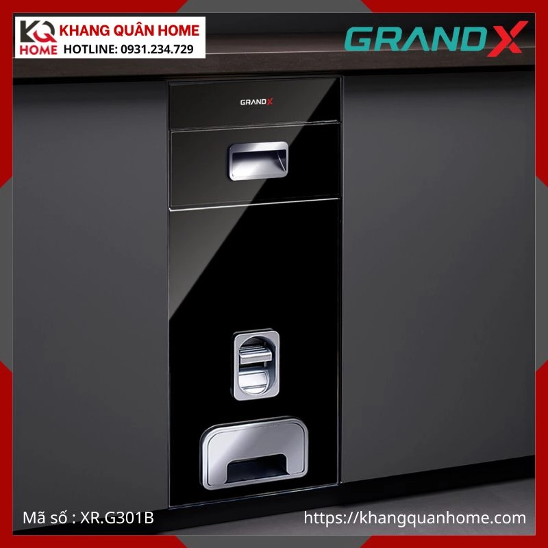 THÙNG GẠO GRANDX KÍNH CƯỜNG LỰC MẶT GƯƠNG ĐEN XR.G301B