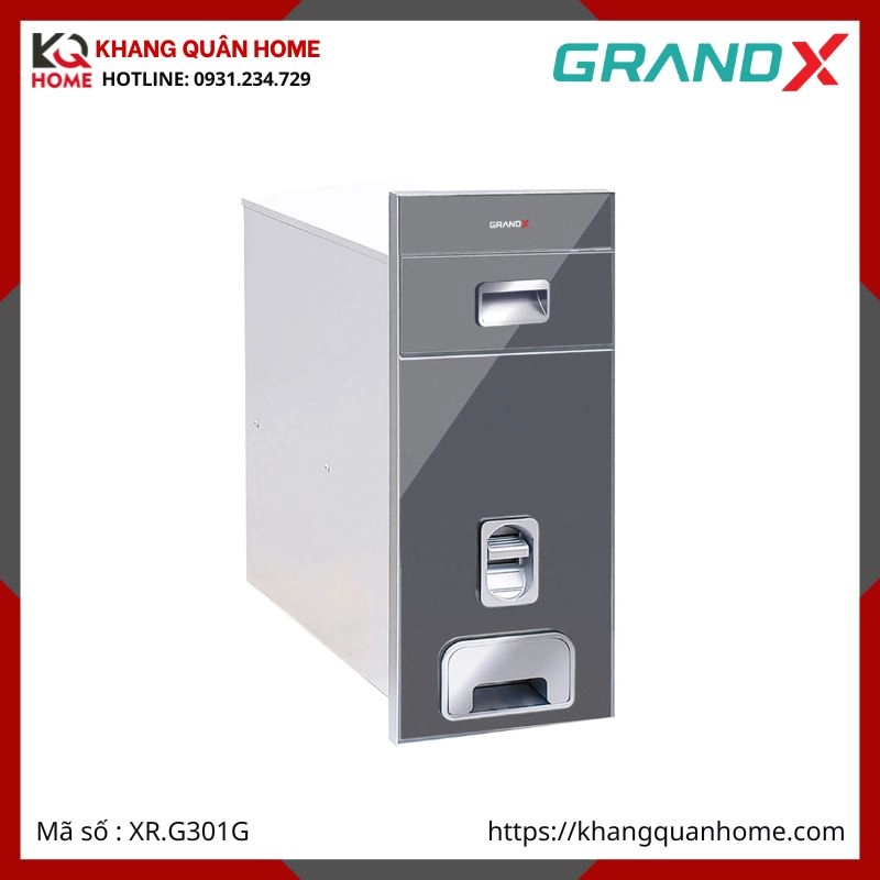 THÙNG GẠO GRANDX KÍNH CƯỜNG LỰC MẶT GƯƠNG XÁM XR.G301G