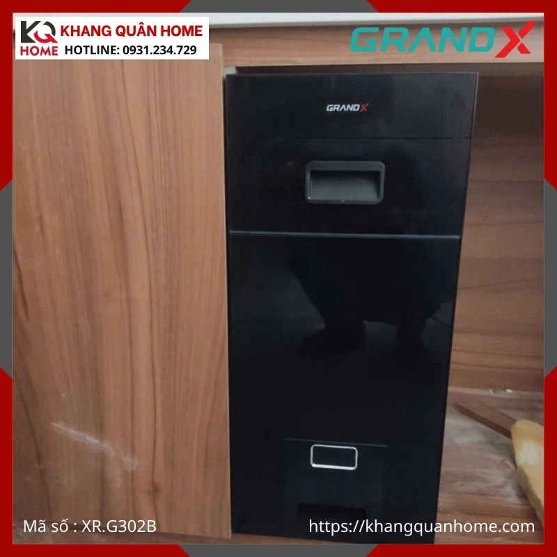 THÙNG GẠO GRANDX NÚT NHẤN MẶT GƯƠNG ĐEN XR.G302B