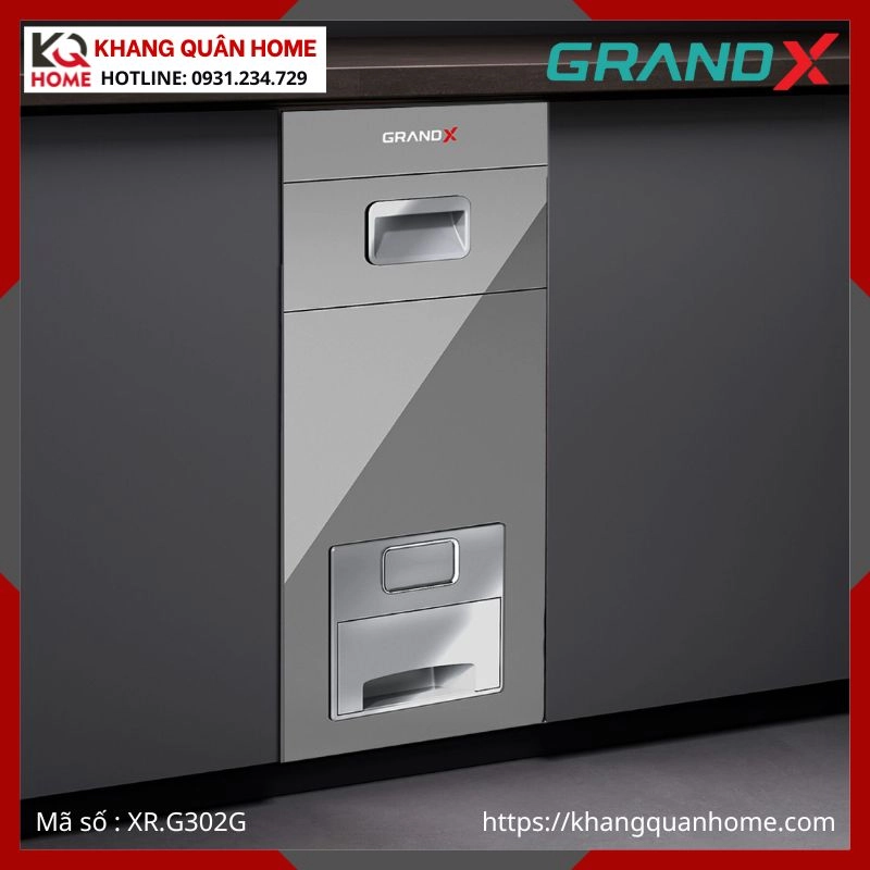 THÙNG GẠO GRANDX MẶT GƯƠNG XÁM ÂM TỦ XR.G302G