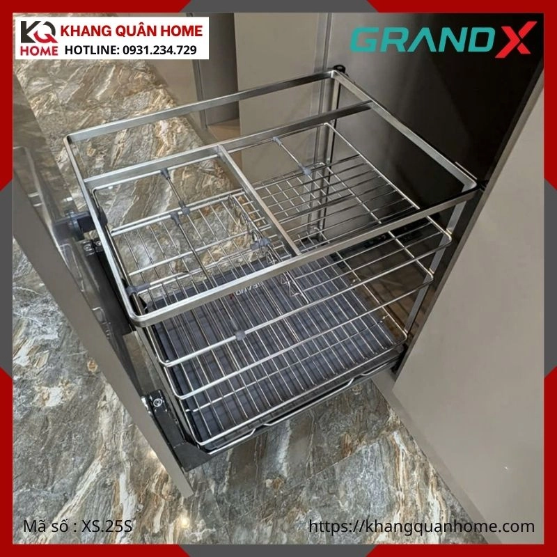 GIÁ GIA VỊ GRANDX NAN DẸT KHUNG THÉP 250MM XS.25S