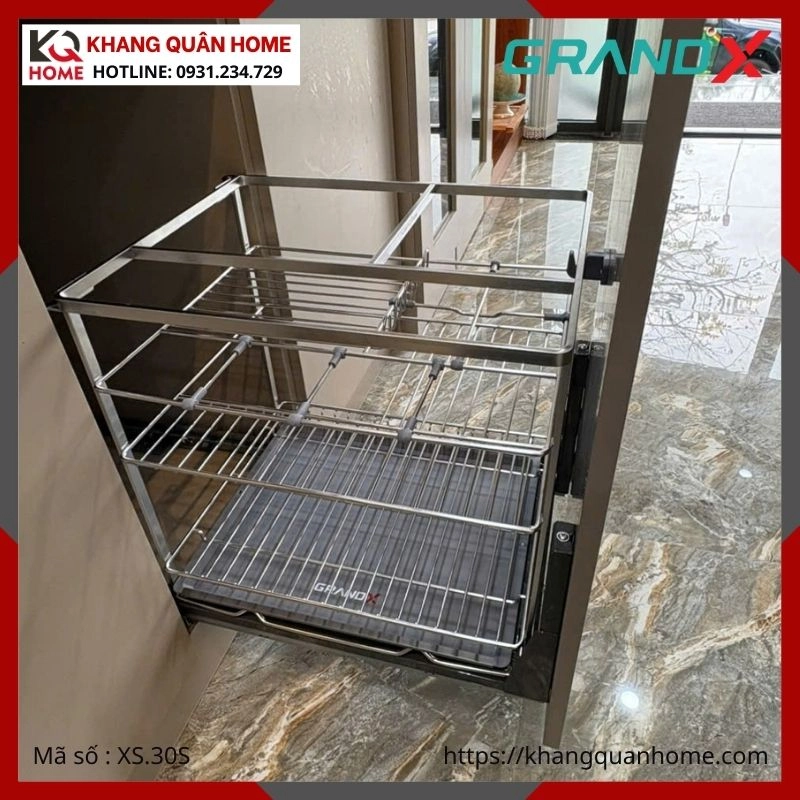 GIÁ GIA VỊ GRANDX NAN DẸT KHUNG THÉP 300MM XS.30S
