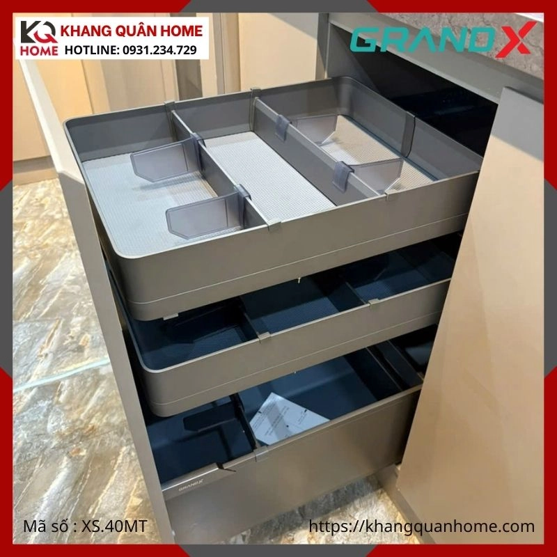 GIÁ GIA VỊ 3 TẦNG ĐỘC LẬP TITANIUM GRANDX 400MM XS.40MT