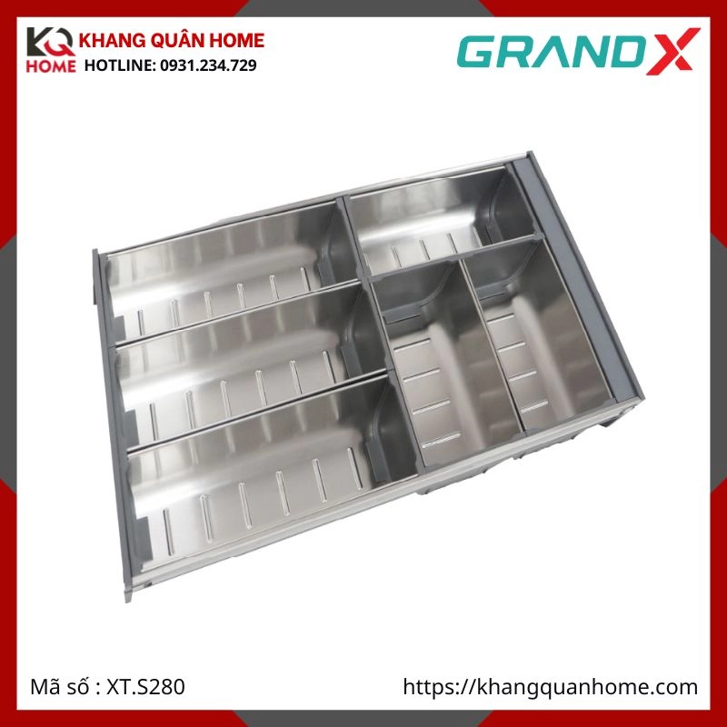 KHAY CHIA MUỖNG NĨA GRANDX SUS304 RỘNG 280MM XT.S280