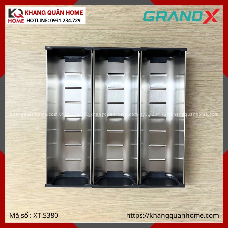 HÌNH THỤCE TẾ KHAY CHIA MUỖNG NĨA GRANDX SUS304 RỘNG 380MM XT.S380
