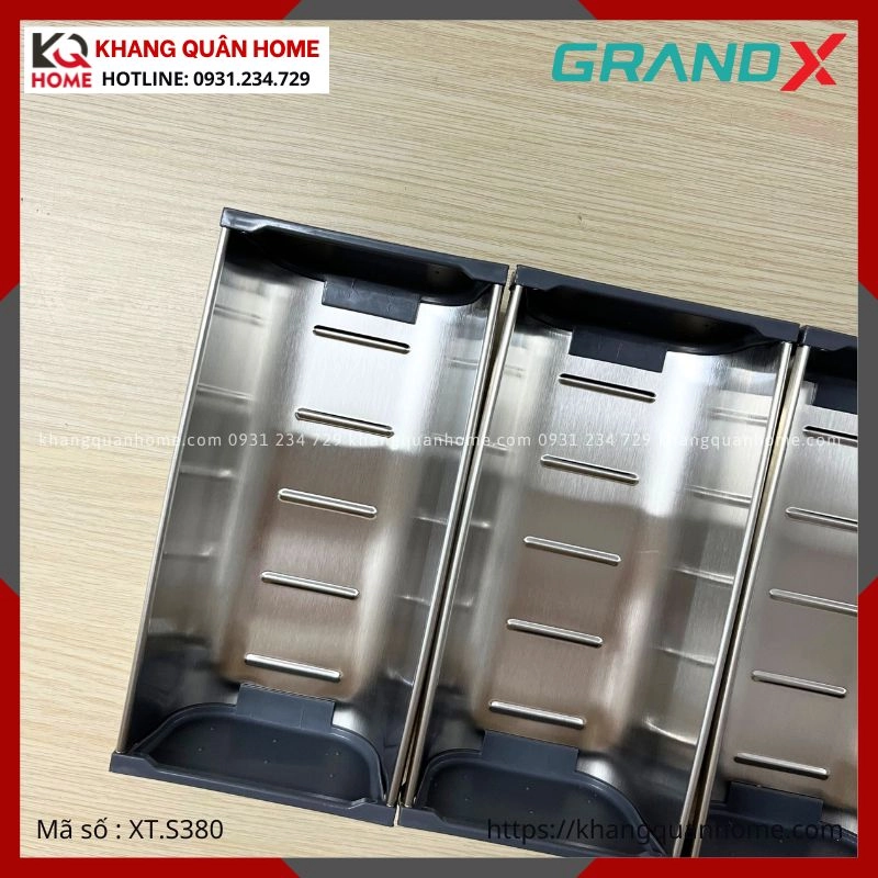 HÌNH THỤCE TẾ KHAY CHIA MUỖNG NĨA GRANDX SUS304 RỘNG 380MM XT.S380