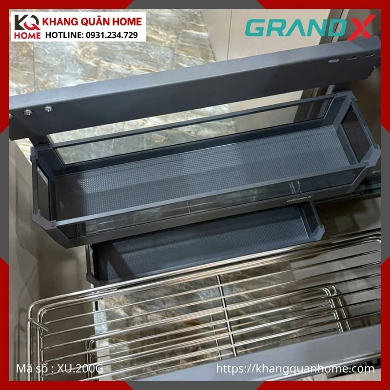 GIÁ ĐỰNG CHẤT TẨY RỬA GRANDX NHÔM  VÁCH KÍNH XU.200G