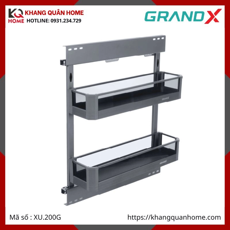 GIÁ ĐỰNG CHẤT TẨY RỬA GRANDX NHÔM  VÁCH KÍNH XU.200G