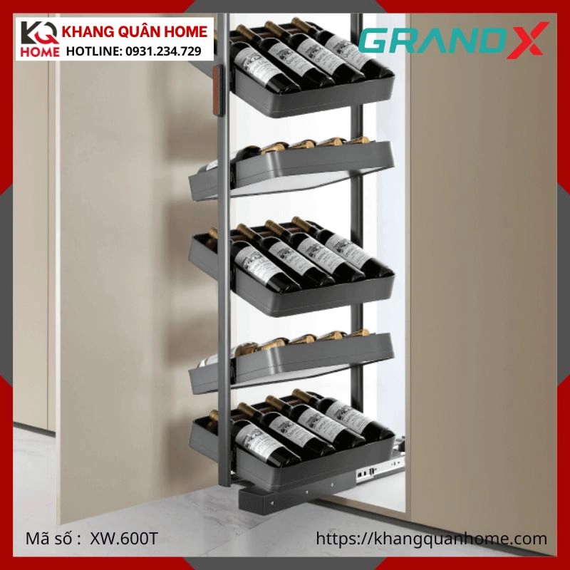 TỦ RƯỢU XOAY GRANDX 8 TẦNG R600MM XW.600T