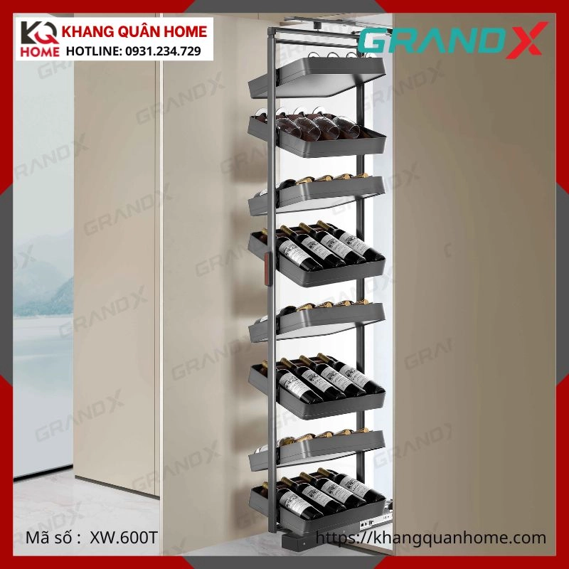 TỦ RƯỢU XOAY GRANDX 8 TẦNG R600MM XW.600T