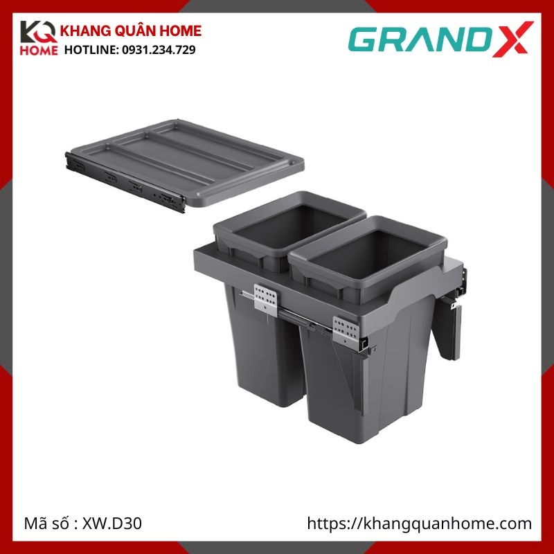 THÙNG RÁC ĐÔI GRANDX ÂM TỦ 24L R300MM XW.D30