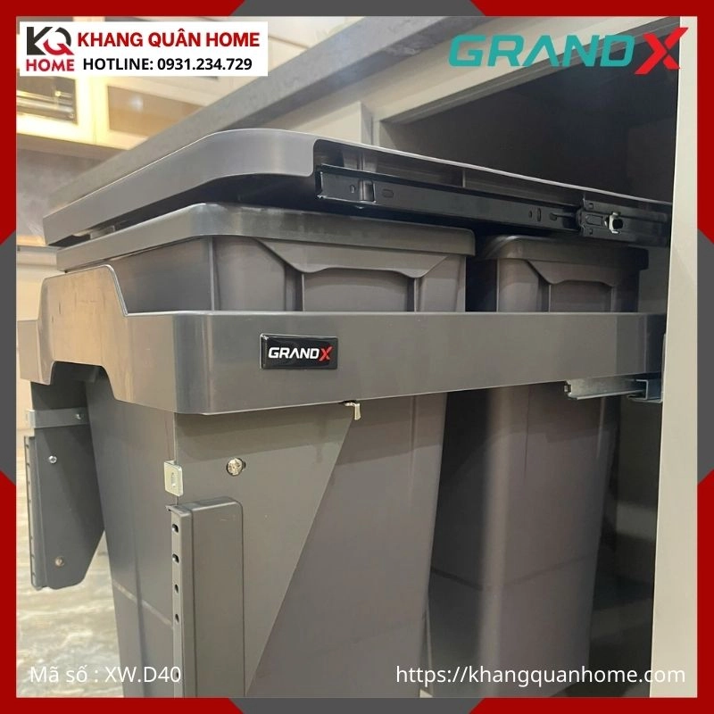 THÙNG RÁC ĐÔI GRANDX ÂM TỦ 36L R400MM XW.D40
