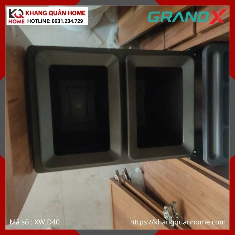 THÙNG RÁC ĐÔI GRANDX ÂM TỦ 36L R400MM XW.D40