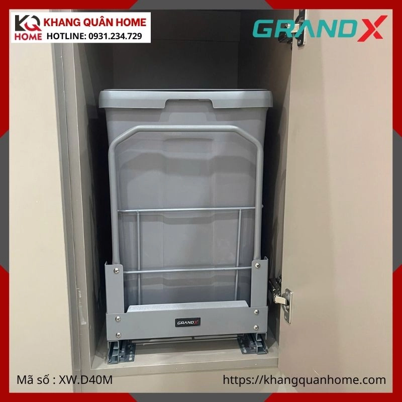 THÙNG RÁC ĐÔI GRANDX ÂM TỦ R400MM XW.D40M