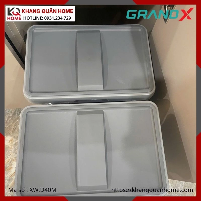 THÙNG RÁC ĐÔI GRANDX ÂM TỦ R400MM XW.D40M