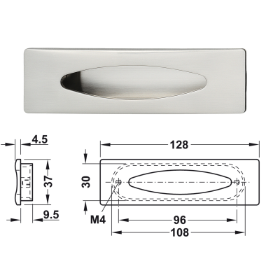  Tay nắm âm 128 X 37 MMM Hafele 151.74.402