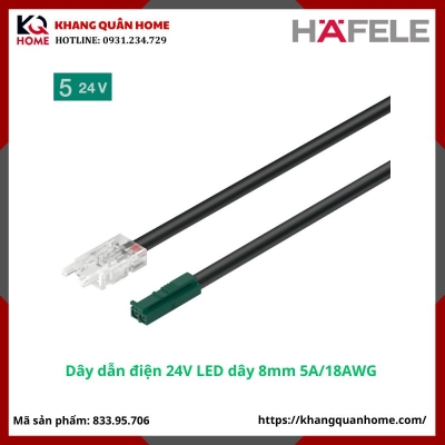 Dây dẫn điện 24V cho LED dây 8mm Hafele dài 2 m 5A/18 AWG- 833.95.706