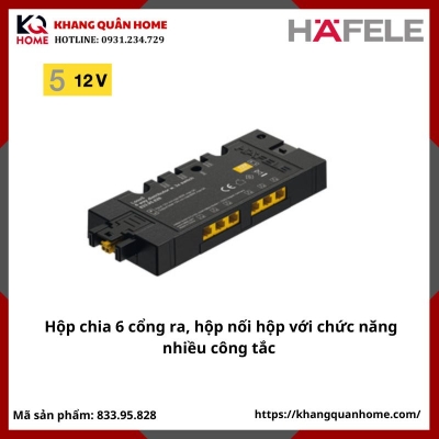 Bộ chia 6 cổng ra 12V hộp nối hộp, nhiều công tắc Hafele Loox5-  833.95.828