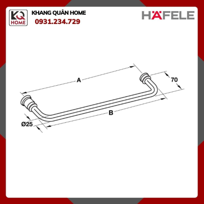 Tay Nắm Phòng Tắm Kính 500mm Hafele 903.12.373