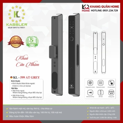 Khóa Điện Tử Cửa Nhôm Kassler KL-599 AT GREY 