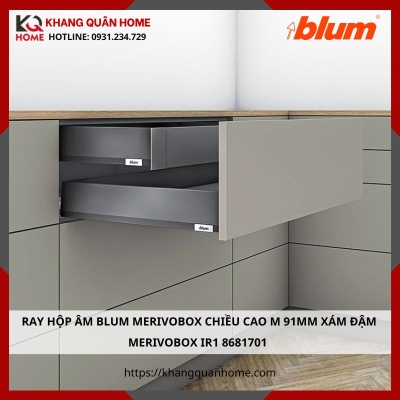 RAY HỘP ÂM BLUM CAO M 91MM XÁM ĐẬM MERIVOBOX IR1 8681701