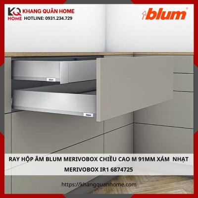 RAY HỘP ÂM BLUM MERIVOBOX CAO M 91MM XÁM NHẠT MERIVOBOX IR1 6874725