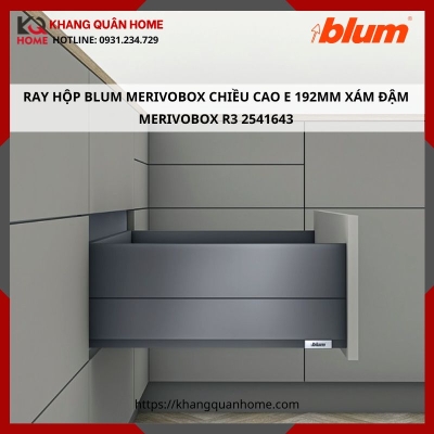 RAY HỘP BLUM MERIVOBOX CAO E 192MM XÁM ĐẬM MERIVOBOX R3 2541643