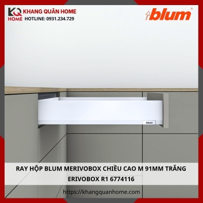 RAY HỘP BLUM MERIVOBOX CAO M 91MM TRẮNG MERIVOBOX R1 6774116