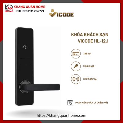 Khóa Điện Tử Vicode HL-12J Cho Khách Sạn - Màu Đen
