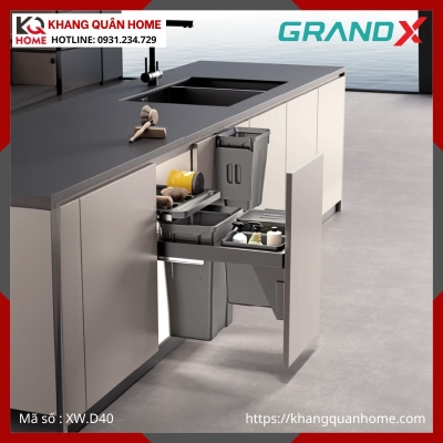 THÙNG RÁC ĐÔI GRANDX ÂM TỦ 36L R400MM XW.D40