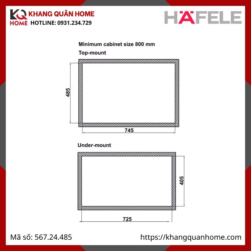 Chậu Rửa Inox Hafele Màu Đen 567.24.485 WS R10 HS25-SSN1S-7650