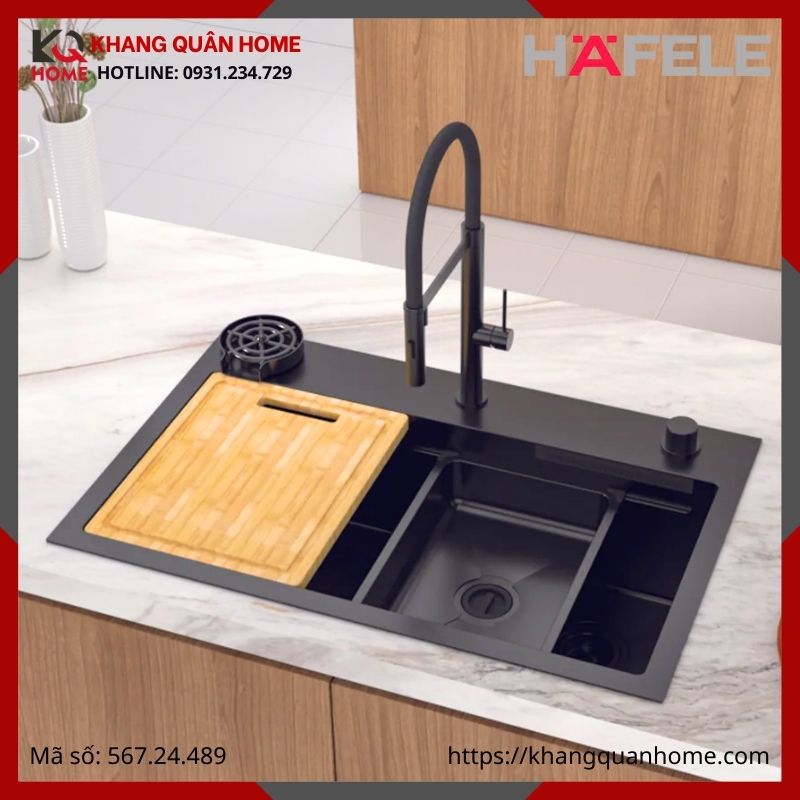 Chậu Rửa Inox Hafele Màu Đen 567.24.489 WF R10 HS25-SSN1S-8052